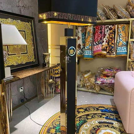 Luxury Versace-Inspired Black Table Lamp – Elegant Modern Decorative Lighting for Bedroom, Living Room, and Office