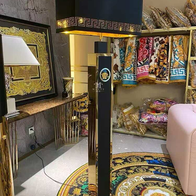 Luxury Versace-Inspired Black Table Lamp – Elegant Modern Decorative Lighting for Bedroom, Living Room, and Office