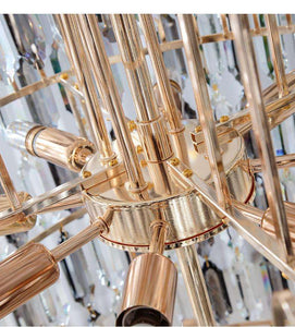 Customized Modern Oval Crystal Pendant Light – Luxury Mid-Floor Chandelier for Villa Rotating Staircase & Grand Interiors