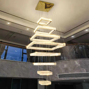 Crystal Pendant Lighting Modern Led Living Room Hotel Villa New Design Ring Round Chandelier