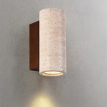 Load image into Gallery viewer, Travertine Wall Lights Yellow Stone Decor Sconce for Bedroom Living Room Hotel Corridor Stair Aisle Background
