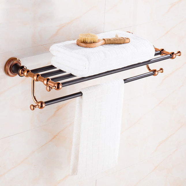 Rose Gold Black Bathroom Accessories Set Towel Holder Rack Set, Tissue Holder, cleaning holder, toothbrush holder