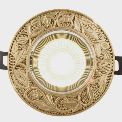 Vintage Copper Recessed Pin Light – Classical Carved LED Downlight with Removable Bulb for Living Room, Bedroom & Retro Interiors