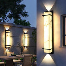 Cargar imagen en el visor de la galería, Modern Luxury Outdoor Wall Lamp with Real Spanish Marble –  LED Wall for Patio, Garden, Balcony, Villa, and Exterior Facade Lighting
