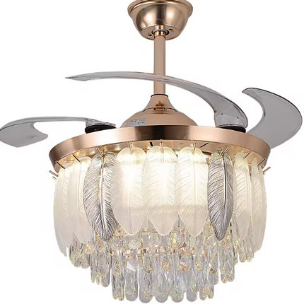 Modern Luxury Crystal LED Chandelier Light with Fan