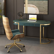Cargar imagen en el visor de la galería, Blue Wood Computer Desk Modern Office Desk Table Chair Set
