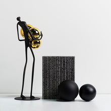 Cargar imagen en el visor de la galería, Contemporary Abstract Golden Ball Sculpture Modern Metal Home Decoration Crafts Luxury Hotel Statue
