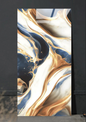 Luxury Blue and Gold Abstract Marble Slab – High-Gloss Artistic Stone Panel for Wall, Floor, or Countertop Design