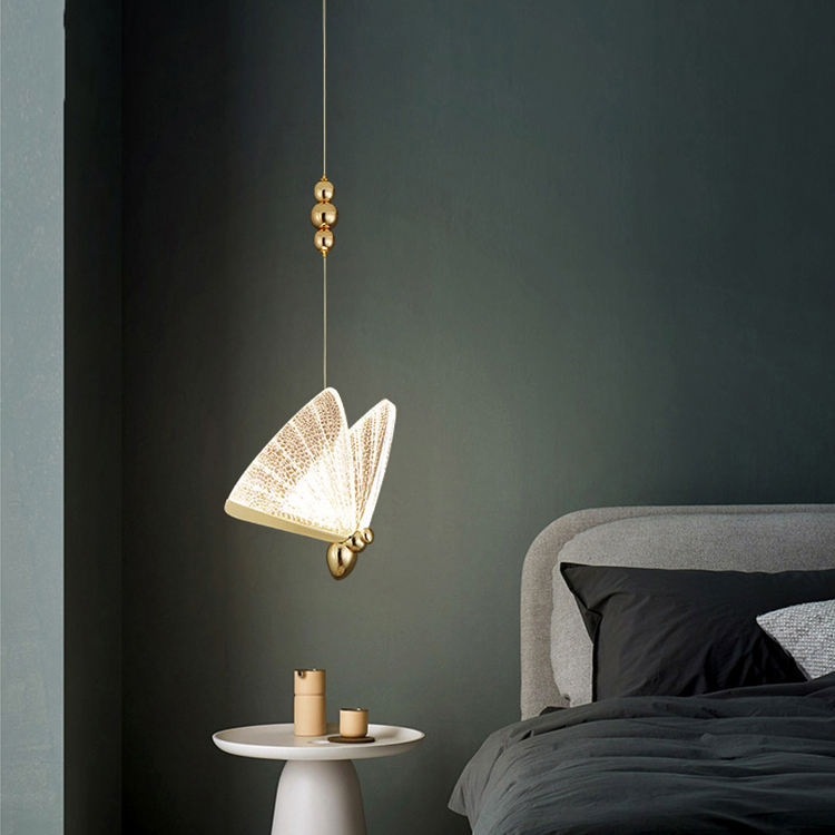 New Nordic Modern Style Indoor Decoration Home Living Room Dining Room Acrylic Butterfly LED Pendant Light