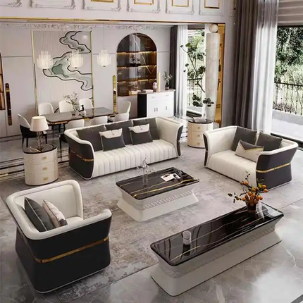 Italienische Luxus-Wohnzimmergarnitur (1-, 11-, 2- oder 3-Sitzer) inklusive Couchtisch und TV-Regal 