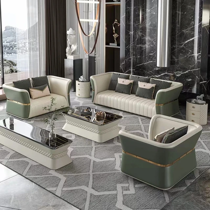Italienische Luxus-Wohnzimmergarnitur (1-, 11-, 2- oder 3-Sitzer) inklusive Couchtisch und TV-Regal 