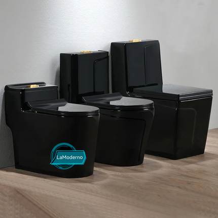 Square Type Toilet Bowl Water Closet Black Dual Flash Porcelain