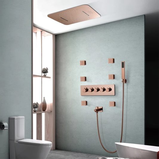 304 Stainless Steel Rose Gold Built in Ceiling Shower with 64 Colors Luxury Edition