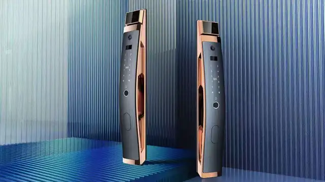 Fully Automatic Face Recognition Smart Digital Door Lock with Fingerprint Rosegold Door Knob