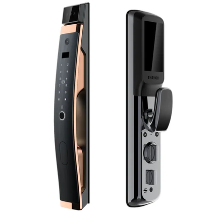 Fully Automatic Face Recognition Smart Digital Door Lock with Fingerprint Rosegold Door Knob