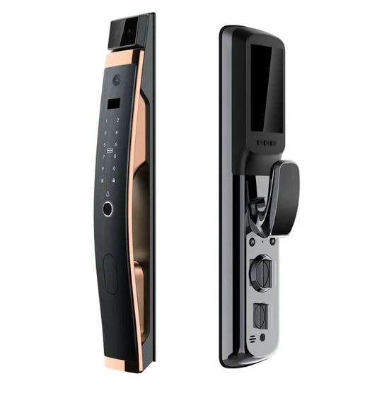 Fully Automatic Face Recognition Smart Digital Door Lock with Fingerprint Rosegold Door Knob