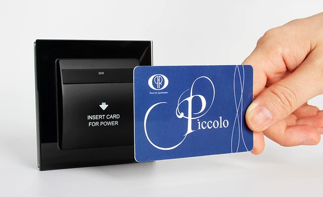 Tempered Glass Black Power Energy Saving Hotel Card