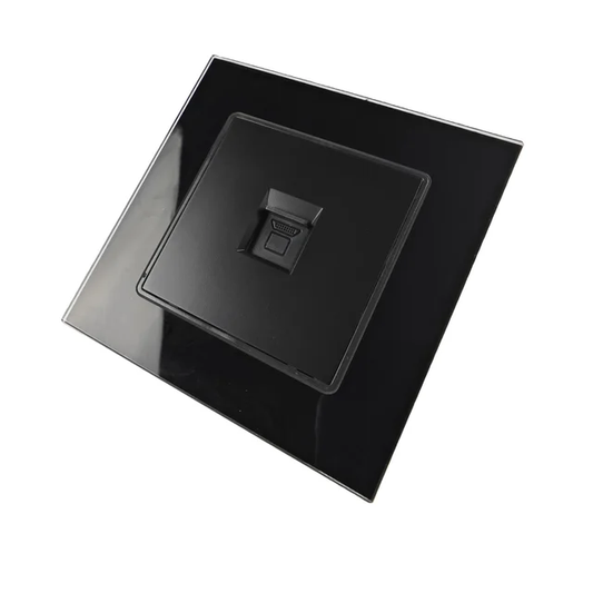 Tempered Glass Black Universal Network Cable Socket