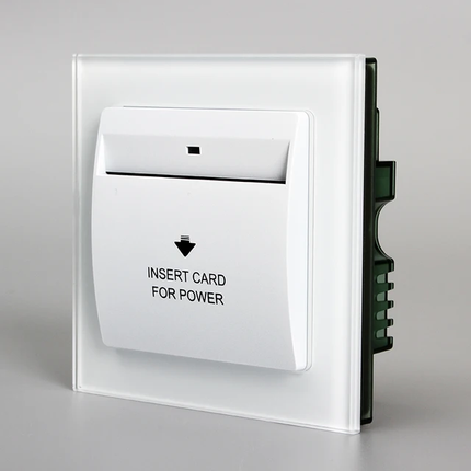Tempered Glass White Power Energy Saving Hotel Card