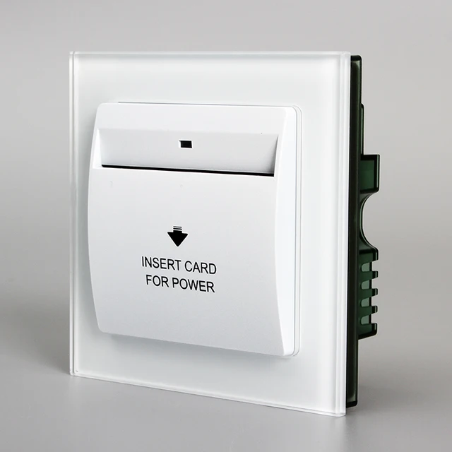 Tempered Glass White Power Energy Saving Hotel Card