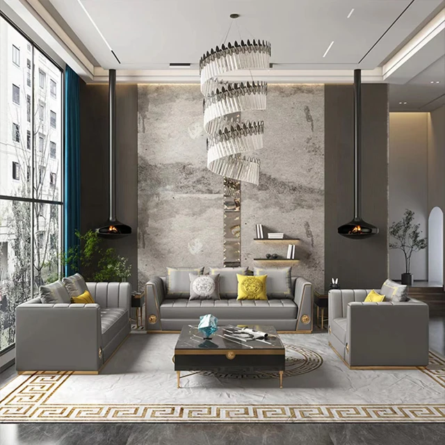 Italian Design White Leather Upholstered Sofa Home Living Room Furniture Steel Frame Sofa