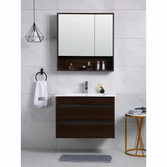 Modern Design Bathroom Vanity Wall Mountable Cabinet Furniture with Storage Drawers Contemporary Wash Basin Vanity Unit for Small and Large Bathrooms