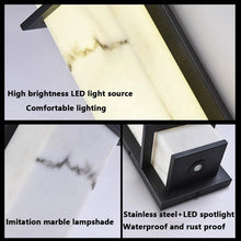 Cargar imagen en el visor de la galería, Modern Luxury Outdoor Wall Lamp with Real Spanish Marble –  LED Wall for Patio, Garden, Balcony, Villa, and Exterior Facade Lighting
