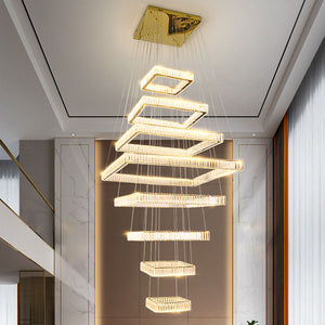Crystal Pendant Lighting Modern Led Living Room Hotel Villa New Design Ring Round Chandelier