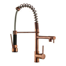 Lade das Bild in den Galerie-Viewer, Luxury Brass 360 Degree Rotation Kitchen Faucet High-End Rose Gold Dual Mode Sprayer Modern Pull Out &amp; Pull Hot Cold Water Tap
