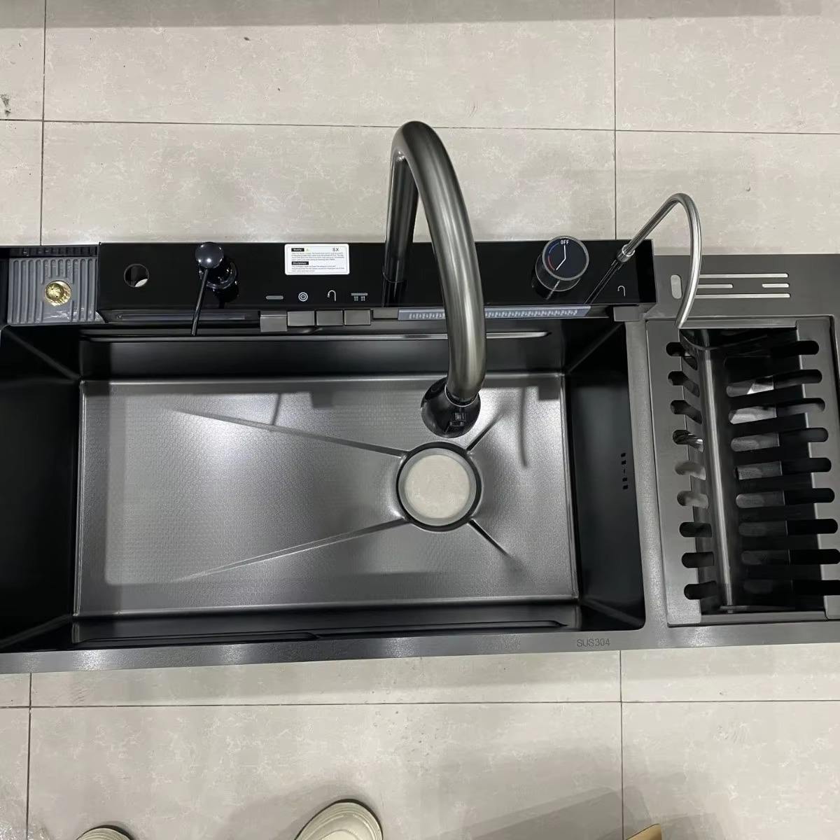 115cm Smart Multifunction Rainwater Sink Large Single-slot Thickened Stainless Steel Home Kitchen Sink