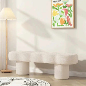 Modern Cashmere-Style Upholstered Ottoman Stool – Long Sofa Bench for Bedroom, Bedside, Living Room, or Entryway Shoe Changing