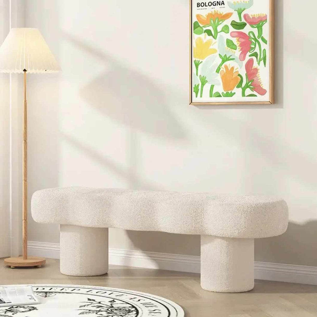 Modern Cashmere-Style Upholstered Ottoman Stool – Long Sofa Bench for Bedroom, Bedside, Living Room, or Entryway Shoe Changing