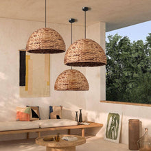 Load image into Gallery viewer, Handcrafted Water Hyacinth Pendant Lampshade – Traditional Ceiling Light for Home, Hotel &amp; Resort Interiors
