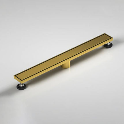 90 cm langer, galvanisierter Duschablauf aus Edelstahl 304 (australische Ausführung) mit Siphon und Haarsieb für die Badsanierung (Gold). 