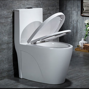 Modern White One-Piece S-Trap Toilet – Porcelain WC Commode with Dual Flush Siphonic System  SEO Description: