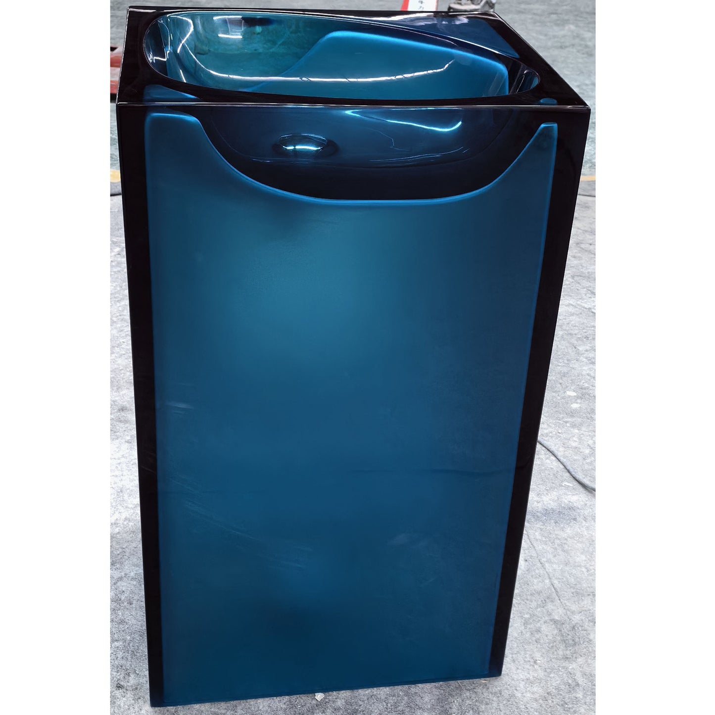 Modern Blue Transparent Pedestal Sink – Resin Stone Freestanding Basin for Luxury Bathrooms & Hotels