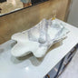 Irregular Shape White Marble Porcelain Countertop Washbasin – Unique Stone Grain Luxury Bathroom Sink for Modern Vanity and Wash Area