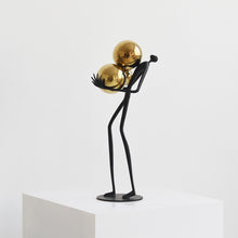 Cargar imagen en el visor de la galería, Contemporary Abstract Golden Ball Sculpture Modern Metal Home Decoration Crafts Luxury Hotel Statue
