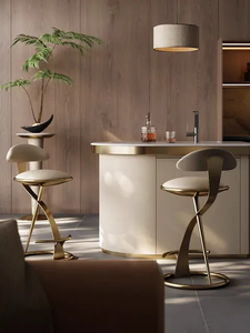 Luxury Italian Art Stool Bar Chair Stainless steel Brass color