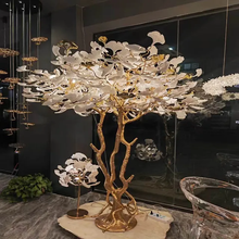 Charger l&#39;image dans la galerie, Luxury Floor Lamp 100% Pure Real Copper Gold Body Made of Porcelain Leaves Luxury Italian Chandelier Art Decor
