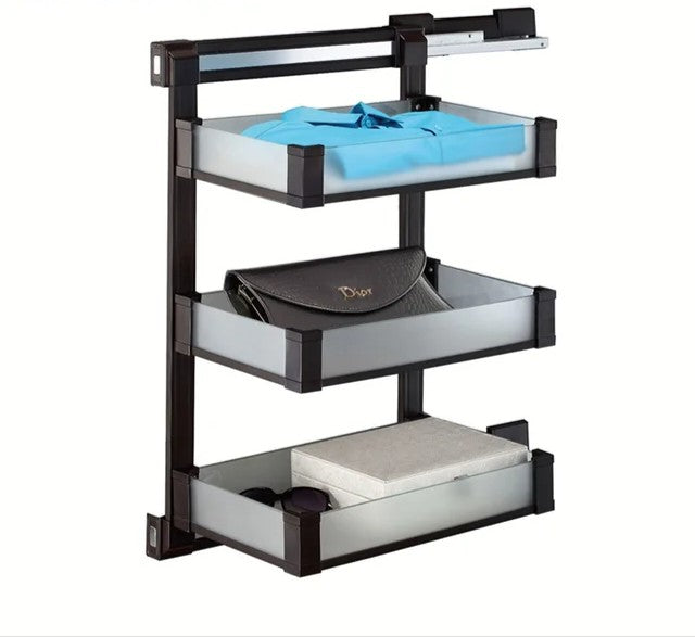 Three Layer Tempered Glass with Metal UV Board Multifunctional Wardrobe Basket for Clothes