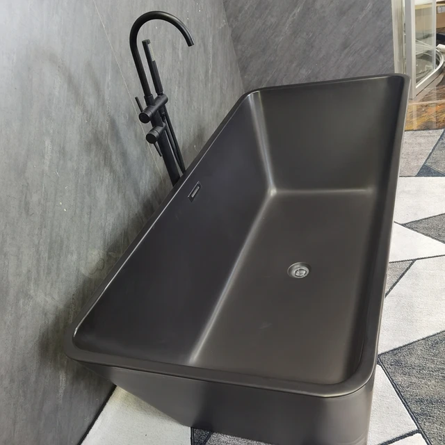 Hotel acrylic soaking black Freestanding Bathtub 170CM