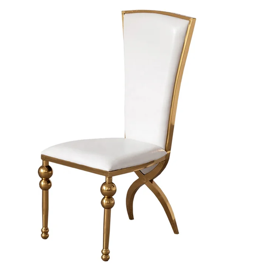 Dining Chair White Gold Stainless Steel Sued