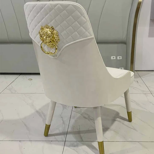 Dining Chair Leather White Gold Electroplated