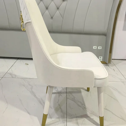 Dining Chair Leather White Gold Electroplated