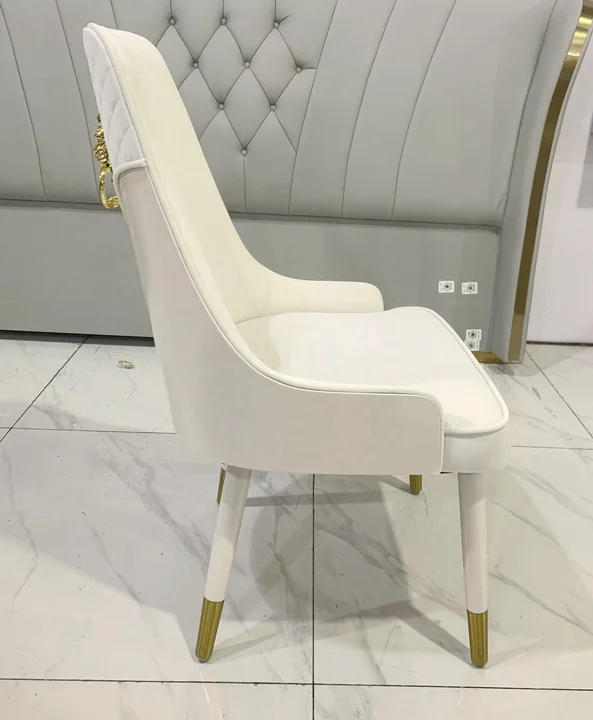Dining Chair Leather White Gold Electroplated