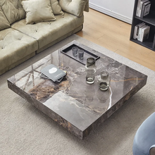 Charger l&#39;image dans la galerie, Modern Italian Marble and Stainless Steel Legs Coffee Table Square
