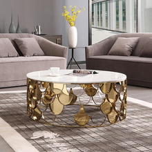 Загрузить изображение в средство просмотра галереи, Modern Stainless Steel. Coffee Table Honeycomb Design. Tea Table
