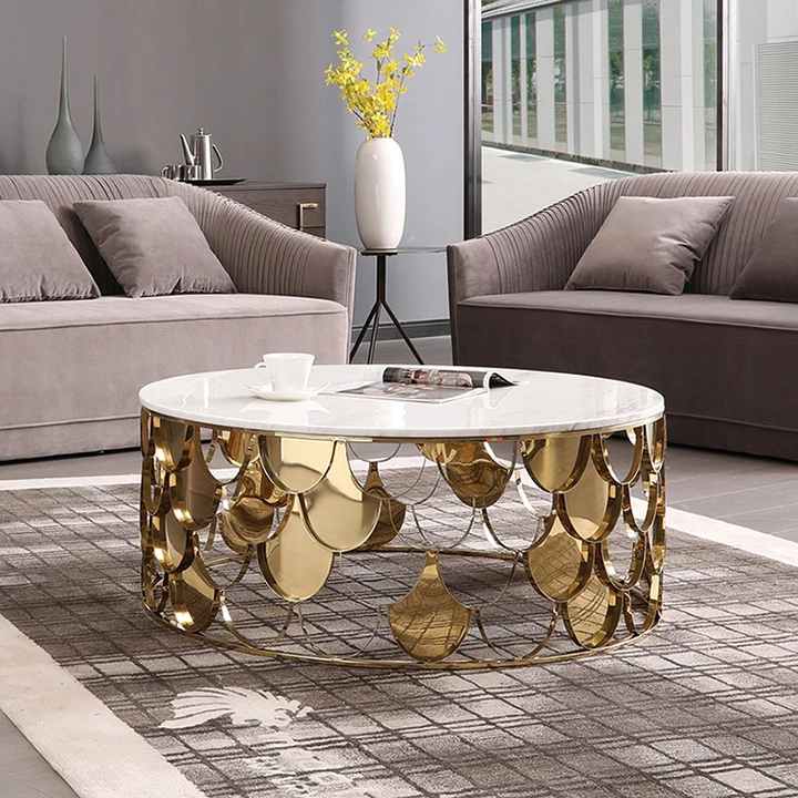 Modern Stainless Steel. Coffee Table Honeycomb Design. Tea Table