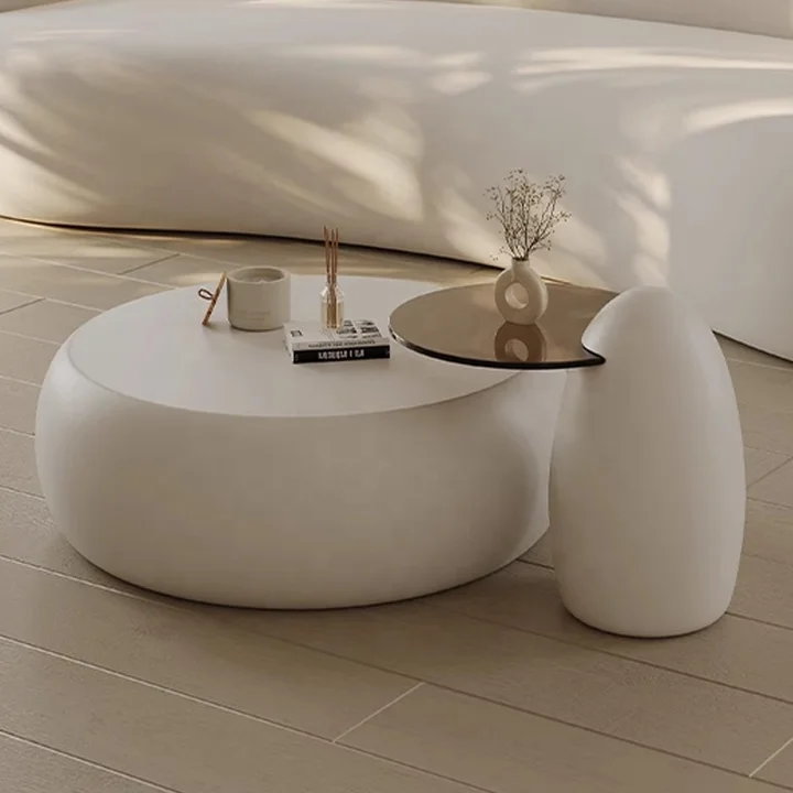 Italian Minimalist Coffee Table White with Tempered Glass – La Moderno